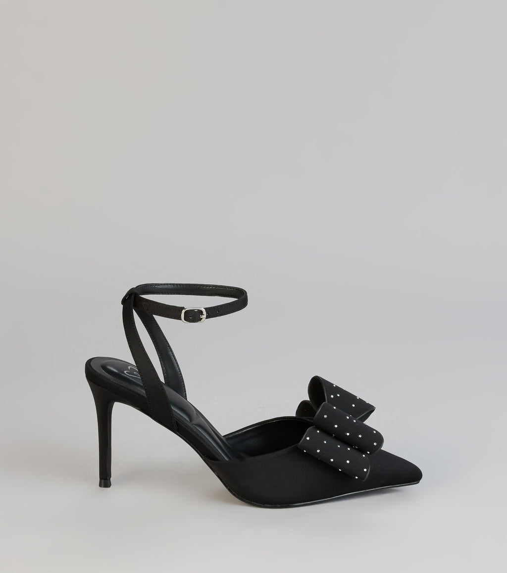 Glam Agenda Rhinestone Bow Pumps